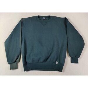 Vintage Russell Athletic Sweatshirt Mens Medium Green Crewneck Blank 90s Casual